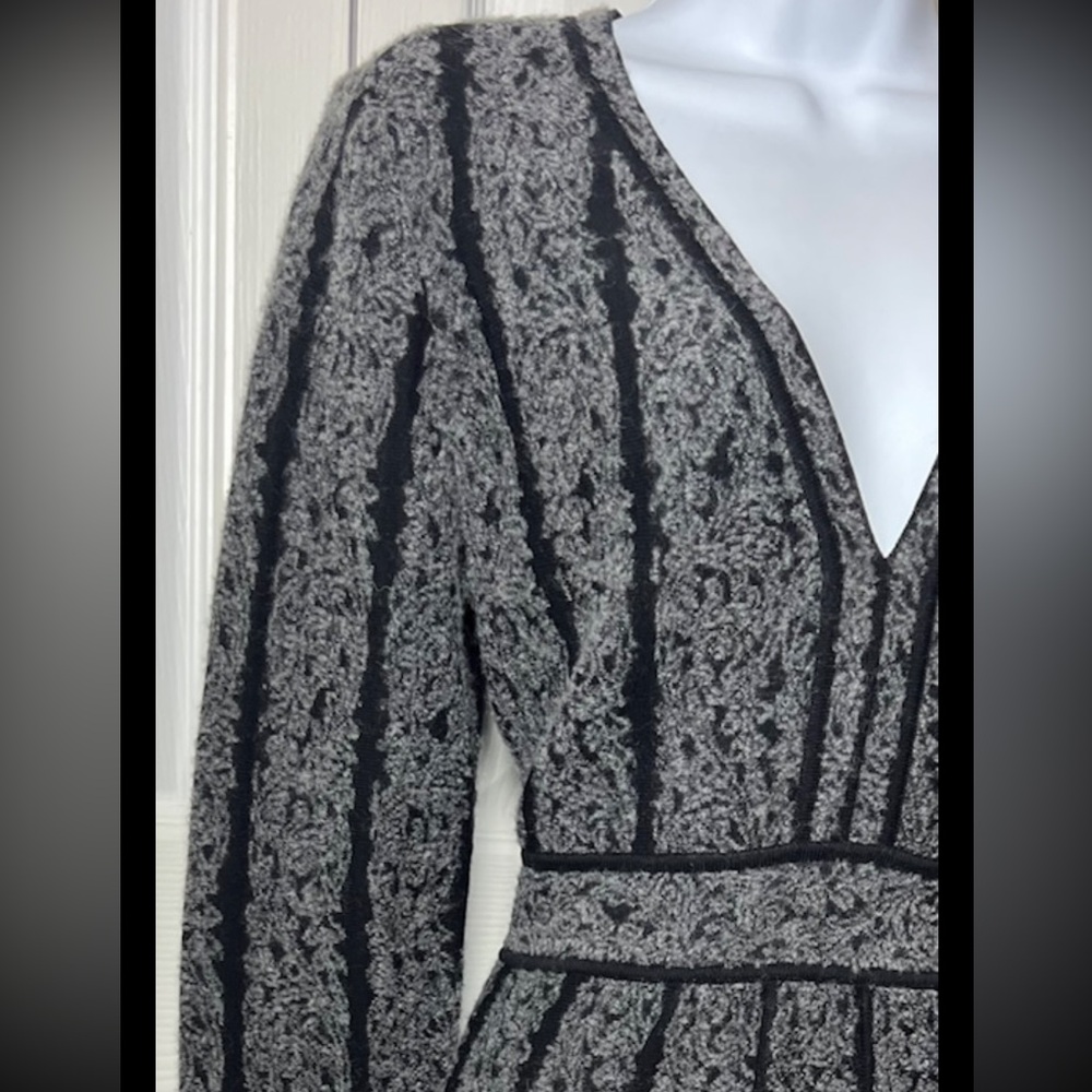 PERUVIAN CONNECTION Bodleian Dress Sweater Alpaca Wool Gray Black Midi - Picture 8 of 12